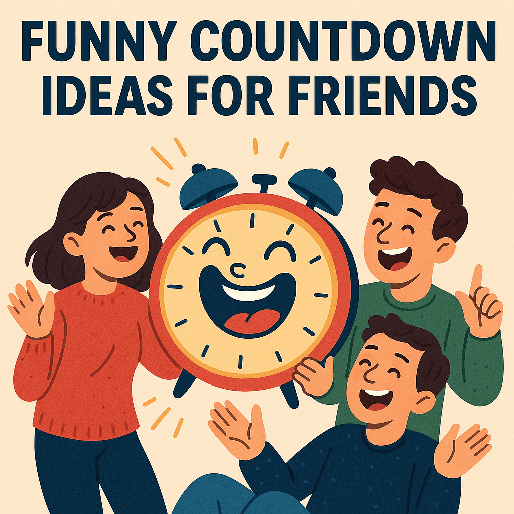 Friends laughing while creating funny countdown timers together